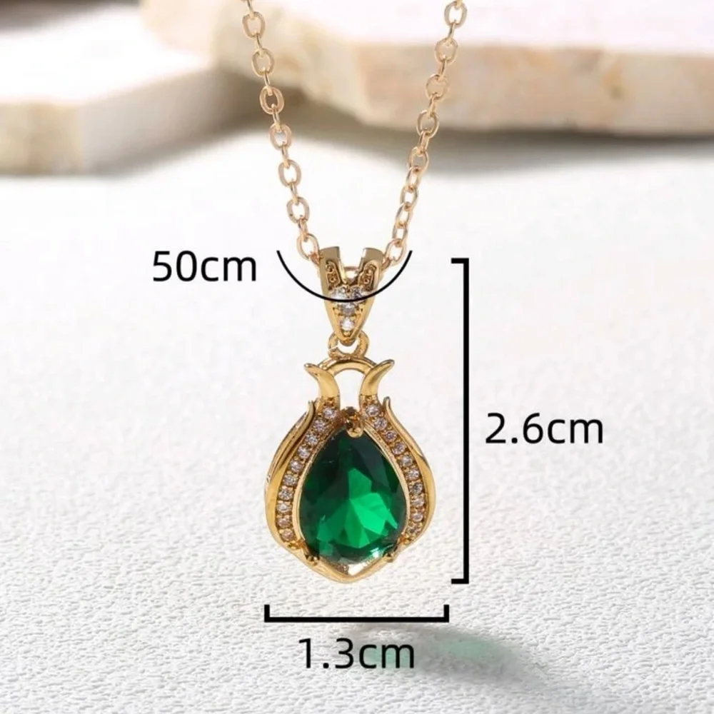 Aqua Sparkle Cubic Zirconia Water Drop Necklace - Picture 5 of 7